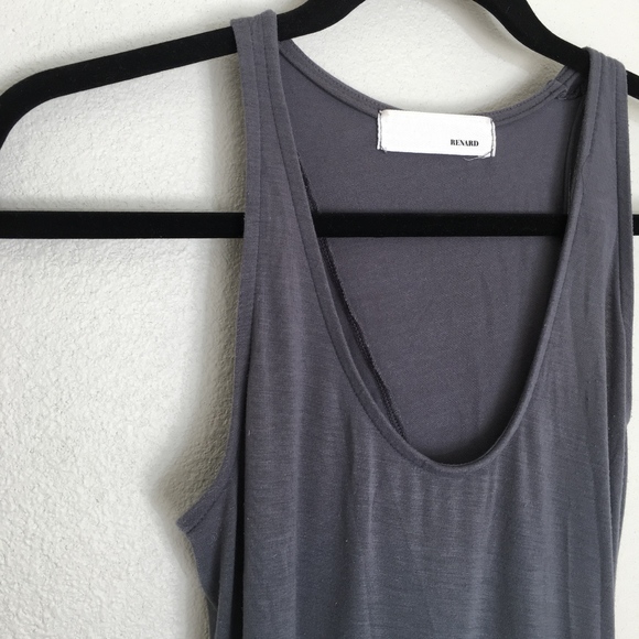 Renard Basic Long Gray Maxi Dress Tie Back - Picture 2 of 5